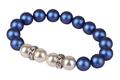Bracelet, pearl dark blue-white SWAROVSKI®, with white rondell diamond, 10mm, ART CRYSTELLA® M
